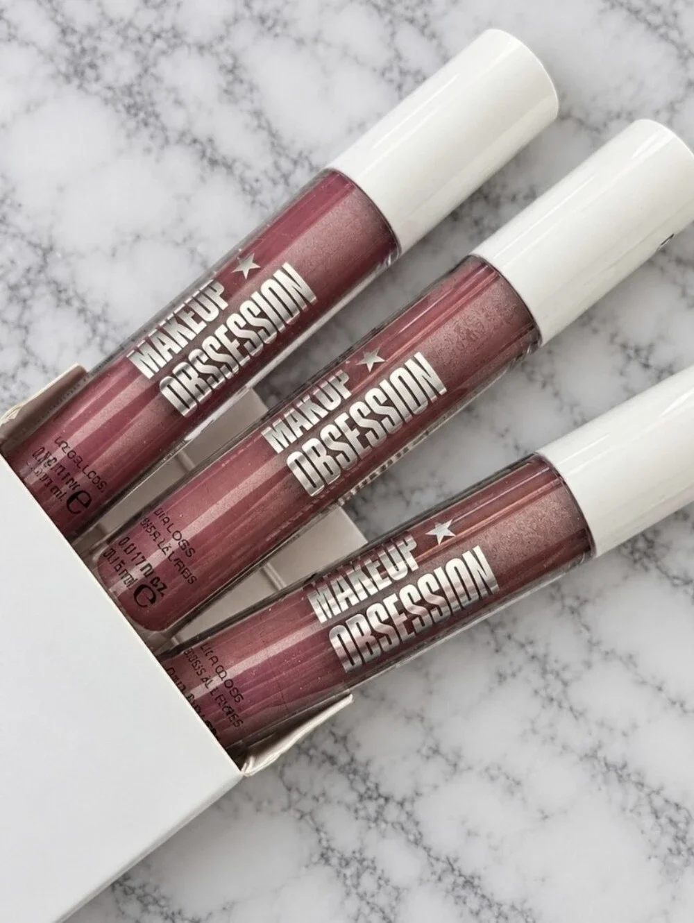 3 tubes Makeup Obsession EVERLASTING Lipgloss .17 oz each NIB & SEALED!